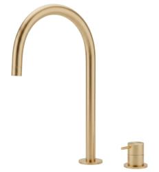Waterevolution Flow 2-otworowa bateria umywalkowa z wysokim U 200 mm wylewką Light Gold T1122UWGE