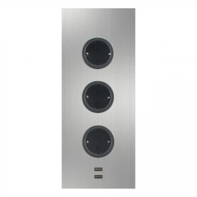 Indux Energiestaander 3ST29 met 3 stopcontacten en 2 USB-aansluitingen RVS