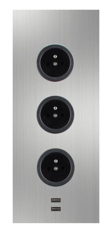 Indux Corner Słup energetyczny z 3 gniazdkami Penaarde i 2 ładowarkami USB ze stali nierdzewnej 1208955897