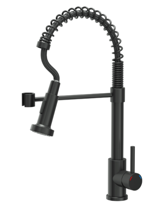 Quadri Derby bateria kuchenna z elastyczną wylewką i prysznicem z 2 rodzajami strumienia, matowa czerń 1208955917.