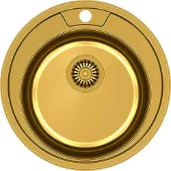 Aquadesign Ross okrągła złota umywalka PVD nablatowa z otworem na baterię 1208955921
