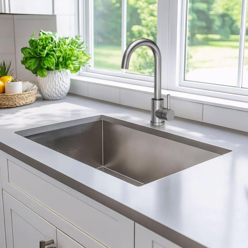 Quadri Coventry bateria kuchenna matowy chrom z obrotową wylewką 1208956032