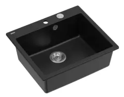 Quadri Sheffield czarny granitowy zlew podblatowy 57x50cm z otworem na baterię 1208956075