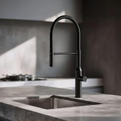 Quadri Stamford wysoka bateria kuchenna z elastyczną wylewką matowa czarna 1208956079