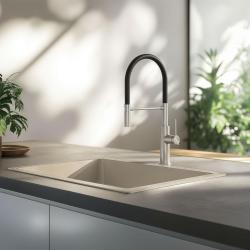 Quadri Retford kran kuchenny RVS z elastyczną wylewką czarny 1208956089