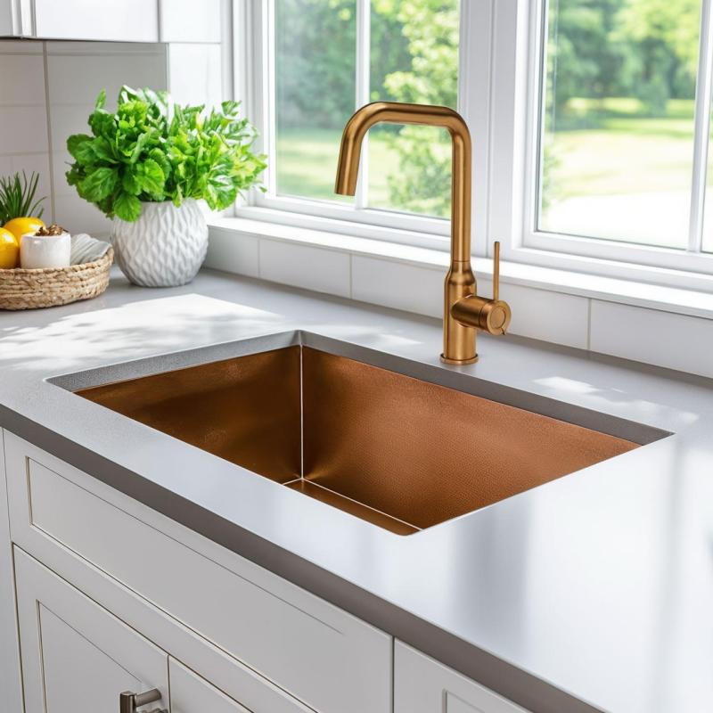 Quadri Stamford bateria kuchenna PVD miedź z obrotową wylewką kątową 1208956099