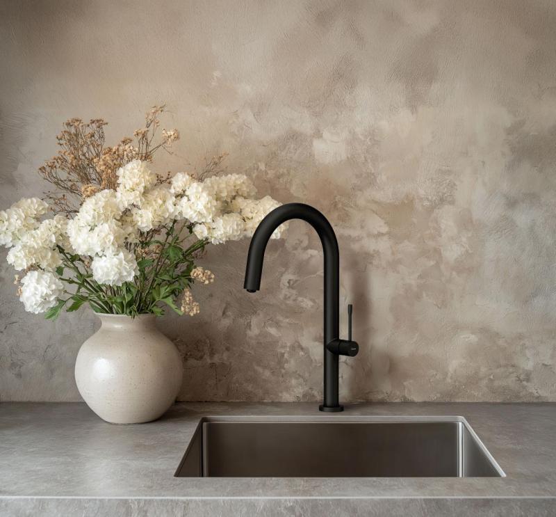 Quadri Brighton bateria kuchenna matowa czarna z obrotową wylewką 1208956107