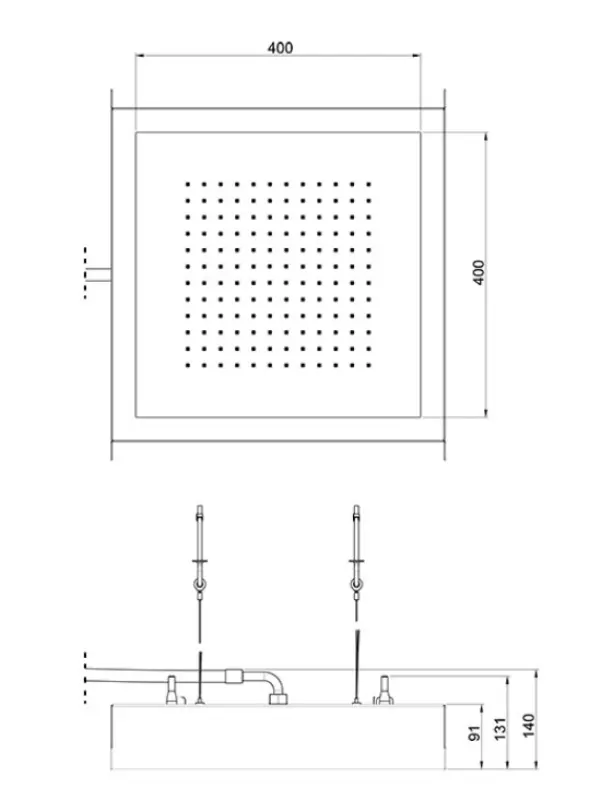 SB Rainbow Deszczownica podtynkowa wpuszczana w sufit z oświetleniem chromoterapeutycznym, w pełni ze stali nierdzewnej 1208956230