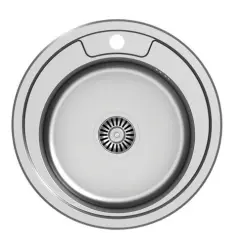 Aquadesign Ross basic okrągły zlew ze stali nierdzewnej do montażu nablatowego z otworem na baterię 1208956232