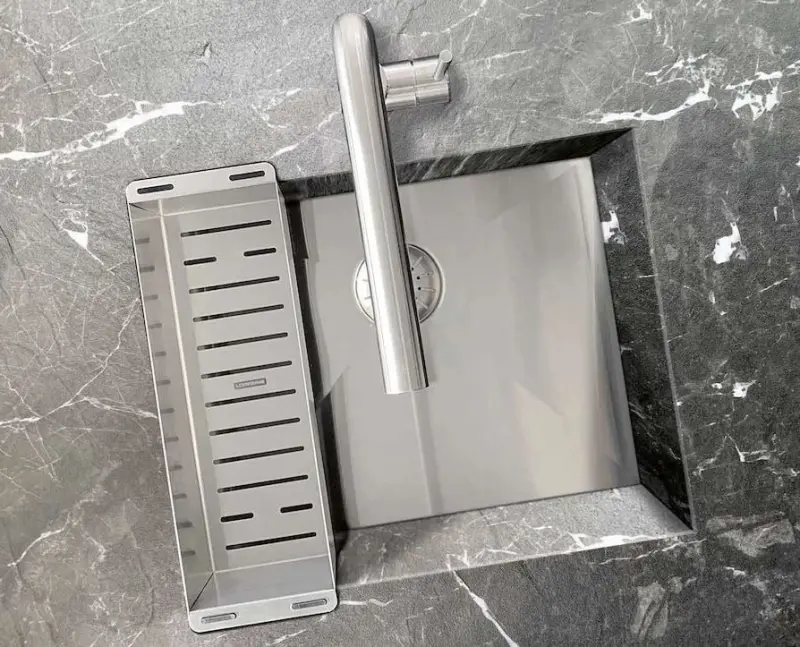 Lorreine 42WT blat roboczy ze stali nierdzewnej zlewozmywak 42x42 cm do zabudowy w ceramice lub kamieniu naturalnym 1208956234