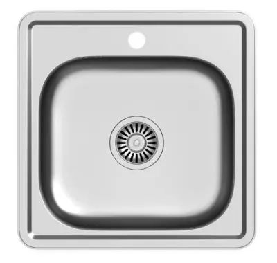 Aquadesign Basic kwadratowa umywalka ze stali nierdzewnej 48 x 48 cm, montaż natynkowy, z otworem na baterię 1208956284