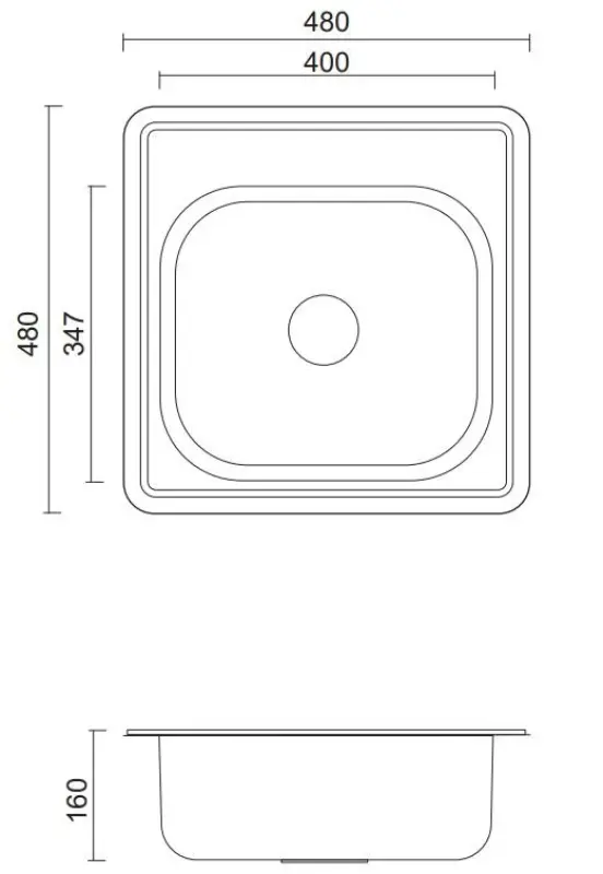 Aquadesign Basic kwadratowa umywalka ze stali nierdzewnej 48 x 48 cm, montaż natynkowy, z otworem na baterię 1208956284