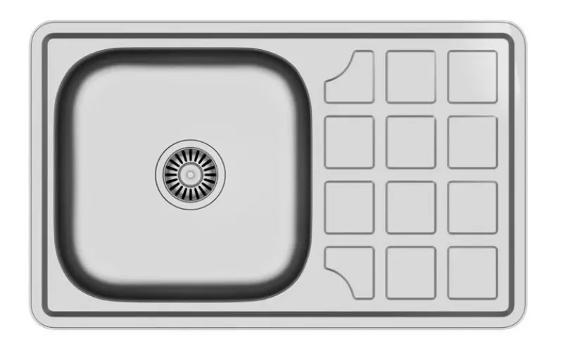 Podstawowy zlew ze stali nierdzewnej Aquadesign Basic z ociekaczem, odwracalny, 78x48 cm, montaż na blacie, 1208956286