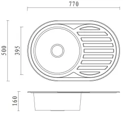 Aquadesign Basic zlewozmywak ze stali nierdzewnej z ociekaczem, odwracalny 77x50cm, montaż nawierzchniowy 1208956287