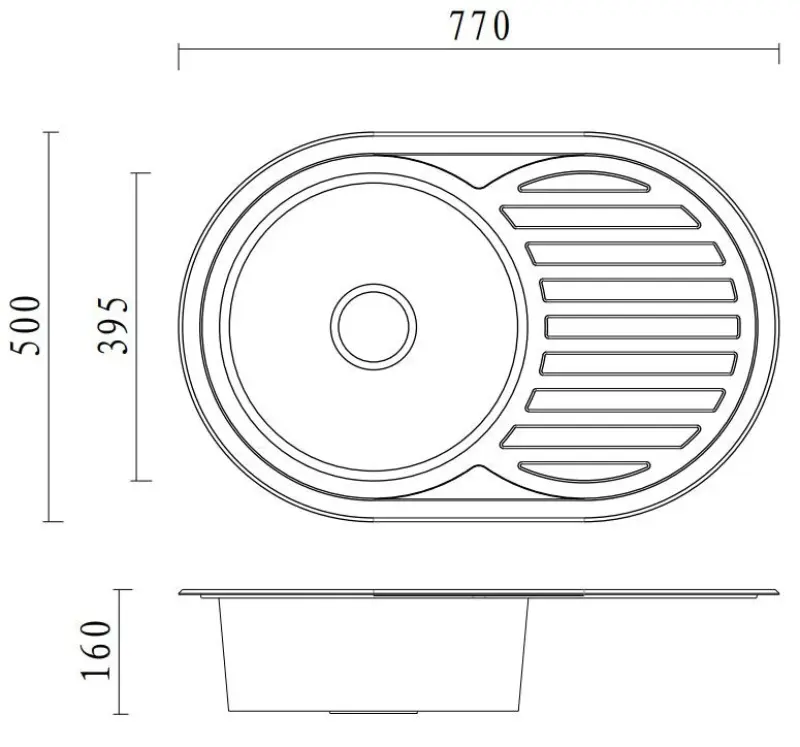 Aquadesign Basic zlewozmywak ze stali nierdzewnej z ociekaczem, odwracalny 77x50cm, montaż nawierzchniowy 1208956287