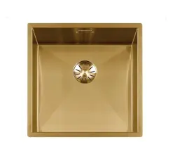 Lorreine 42WT-GOLD blat roboczy ze złotym zlewem ze stali nierdzewnej 42x42cm do montażu w ceramice lub kamieniu naturalnym