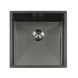 Lorreine 42WT-GunMetal blat roboczy z umywalką ze stali nierdzewnej GunMetal 42x42 cm do zabudowy w ceramice lub kamieniu naturalnym