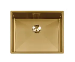 Lorreine 52WT-Gold blat roboczy ze złotym zlewem ze stali nierdzewnej 52x42 cm do zabudowy w ceramice lub kamieniu naturalnym