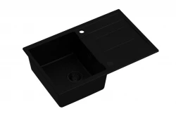Quadri Sheffield czarny granitowy zlewozmywak wpuszczany z ociekaczem 78x50 cm i czarnym korkiem