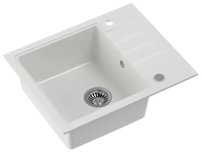 Quadri Cardigan biały granitowy zlewozmywak nablatowy z ociekaczem odwracalny 62x50cm 1208956308