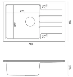 Quadri Cardigan biały granitowy zlewozmywak wpuszczany z ociekaczem, odwracalny 78x50cm 1208956310