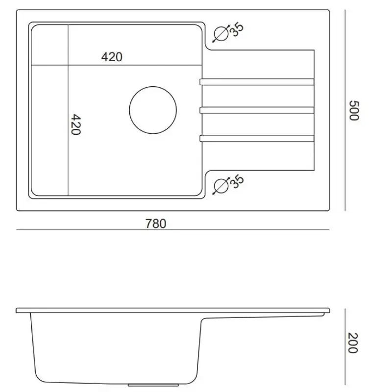 Quadri Cardigan biały granitowy zlewozmywak wpuszczany z ociekaczem, odwracalny 78x50cm 1208956310