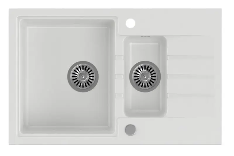 Quadri Cardigan biały 1,5 granitowy zlewozmywak nablatowy z ociekaczem, odwracalny, 78x50cm 1208956312