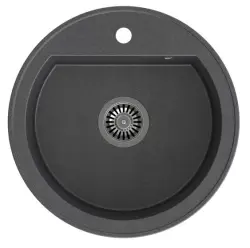 Quadri Norwich Antracytowy Granitowy Okrągły Zlew 51 cm Nablatowy - 1208956316