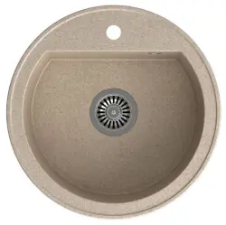 Quadri Norwich Beige Piaskowy Granitowy Okrągły Zlew 51 cm Nablatowy - 1208956317