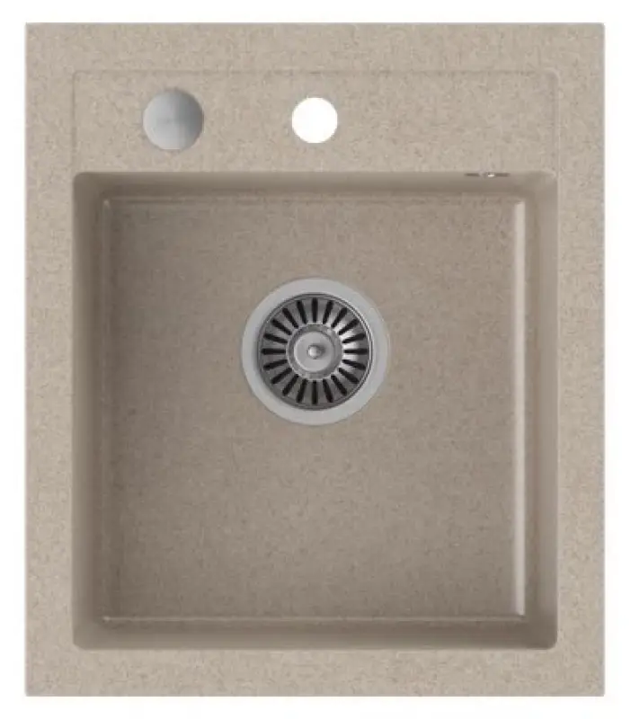 Quadri Londyn granitowy zlew piaskowy beżowy 43x50 cm z otworem na baterię 1208956319