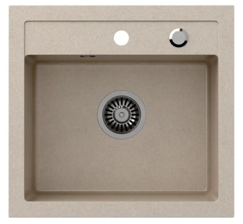 Quadri Londyn granit piaskowy beżowy zlewozmywak 50x47 cm z otworem na baterię nablatowy 1208956321