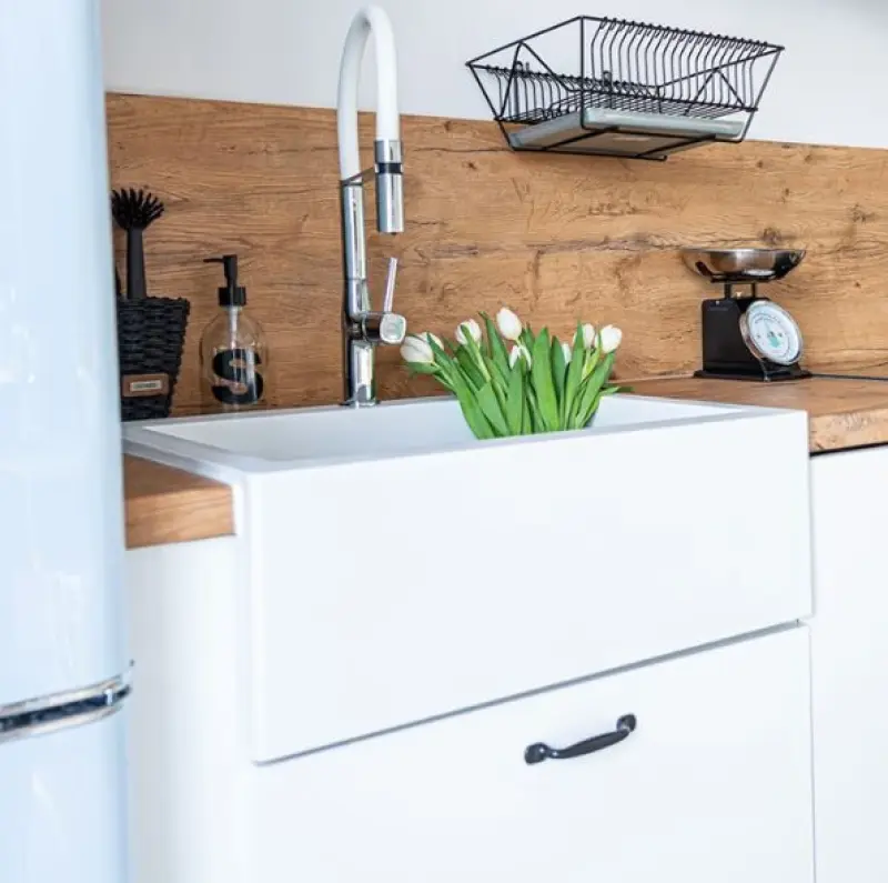 Aquadesign Farmhouse zlewozmywak granitowy biały 58x49cm 1208956331, do zabudowy lub nakładany