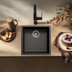 Czarny zlew 40x40cm do zabudowy podblatowej, nablatowej i na równi z blatem z odpływem ze stali nierdzewnej 1208956390