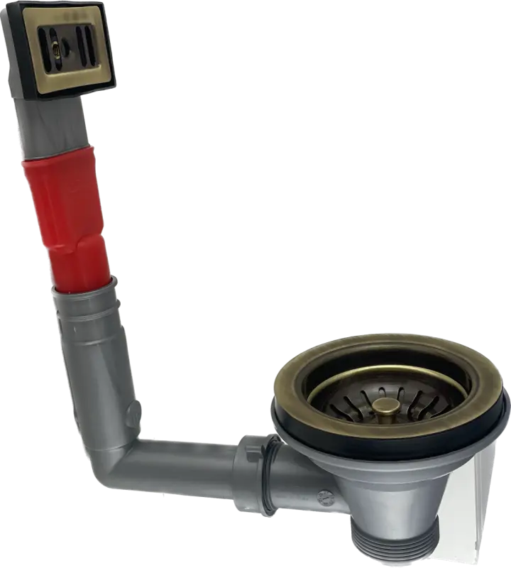 PB klasyczny brązowy zestaw odpływowy z przelewem do zlewu kuchennego i zamykanym koszem brąz 1208956478