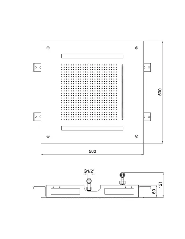 SB Square 316 Wbudowany Prysznic Deszczowy Velvet Temptation z Chromoterapią LED i Wodospadem Brushed PVD Miedź 1208956744