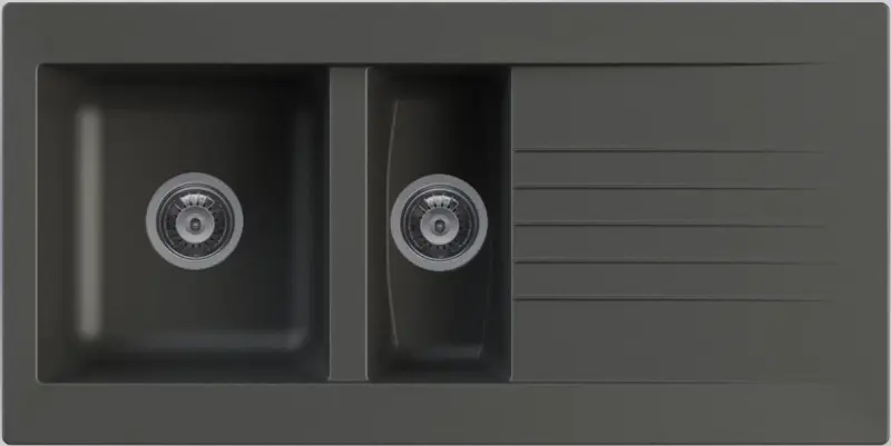 Ausmann Fibre 1,5 czarna plastikowa umywalka odwracalna z ociekaczem, montaż natynkowy 100x50 cm 1208956783