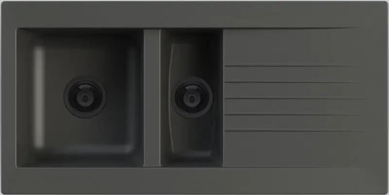 Ausmann Fibre 1,5 czarna plastikowa umywalka odwracalna z ociekaczem, montaż natynkowy 100x50 cm z czarną zatyczką 1208956784