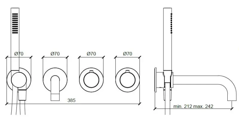 SB 316 AESTHETICS Okrągły wbudowany termostatyczny kran do wanny RVS 316 1208956820