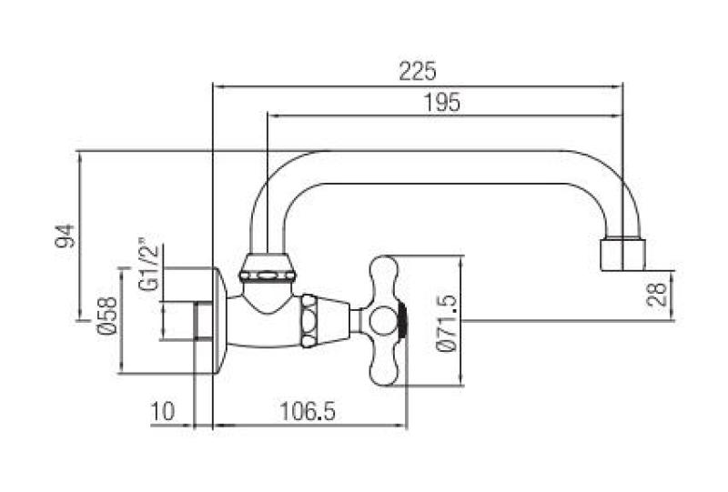 PB klasyczny kran ścienny z pokrętłem w kształcie gwiazdy, zimna woda, obrotowa wylewka, stal nierdzewna 1208956898