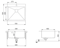 Ausmann Turt miedziany zlew PVD Copper 550x505 mm z otworem na baterię, do montażu podwieszanego, wpuszczanego i nablatowego 1208956939