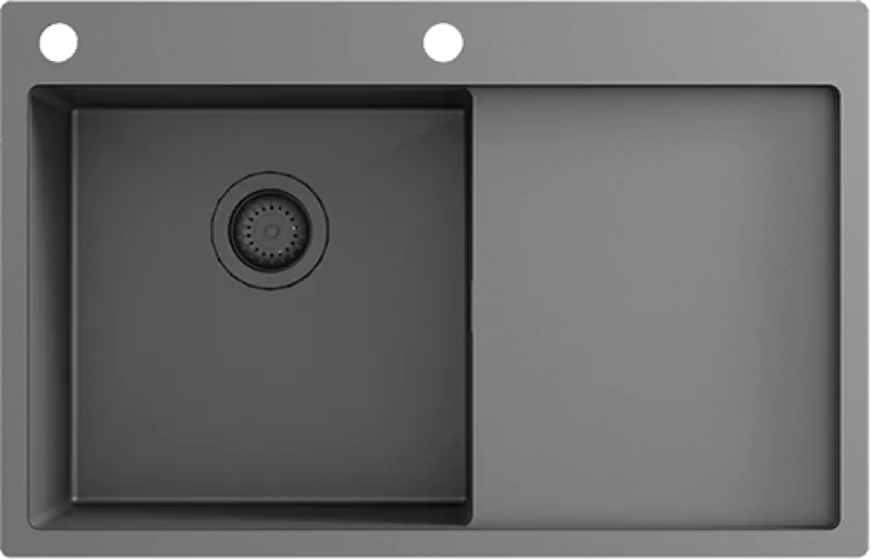 Ausmann Turt gun metal zlewozmywak z ociekaczem po prawej stronie 780x500mm montaż na blacie i wpuszczany 1208956953