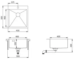 Ausmann Turt miedziany zlewozmywak 450x505mm z otworem na baterię, montaż podwieszany, wpuszczany i nakładany 1208956959