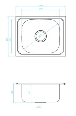 Ausmann Basic zlewozmywak nablatowy ze stali nierdzewnej z motywem lnianym 50x40 cm, w zestawie z syfonem 1208956977