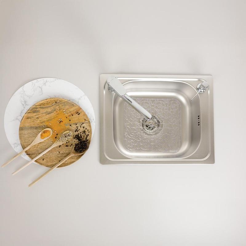 Ausmann Basic zlewozmywak nablatowy ze stali nierdzewnej z motywem lnianym 50x40 cm, w zestawie z syfonem 1208956977