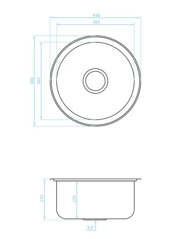 Podstawowy okrągły zlewozmywak Ausmann ze stali nierdzewnej, montaż nawierzchniowy, 43 cm, w zestawie syfon 1208956999