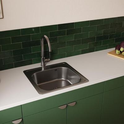 Ausmann Basic zlew ze stali nierdzewnej do montażu na blacie 48x48 cm z otworem na baterię, w zestawie z syfonem 1208957000