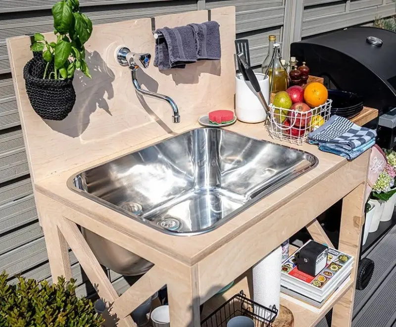 Aquadesign Utility Zlew z odpływem 55 x 45 cm do spiżarni lub garażu, wraz z uchwytami 1208957003