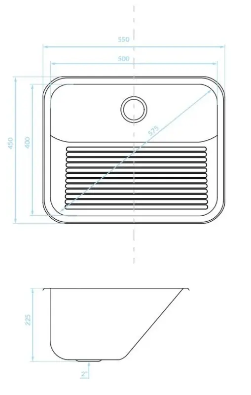 Aquadesign Utility Zlew z odpływem 55 x 45 cm do spiżarni lub garażu, wraz z uchwytami 1208957003