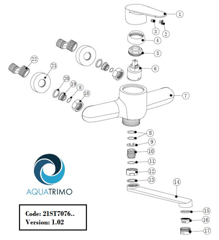 AquaTrimo Schubert jednouchwytowa kuchenna bateria ścienna chrom 21ST7076CM