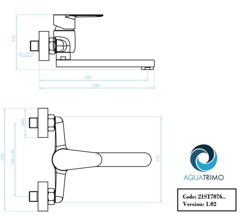 AquaTrimo Schubert jednouchwytowa kuchenna bateria ścienna chrom 21ST7076CM